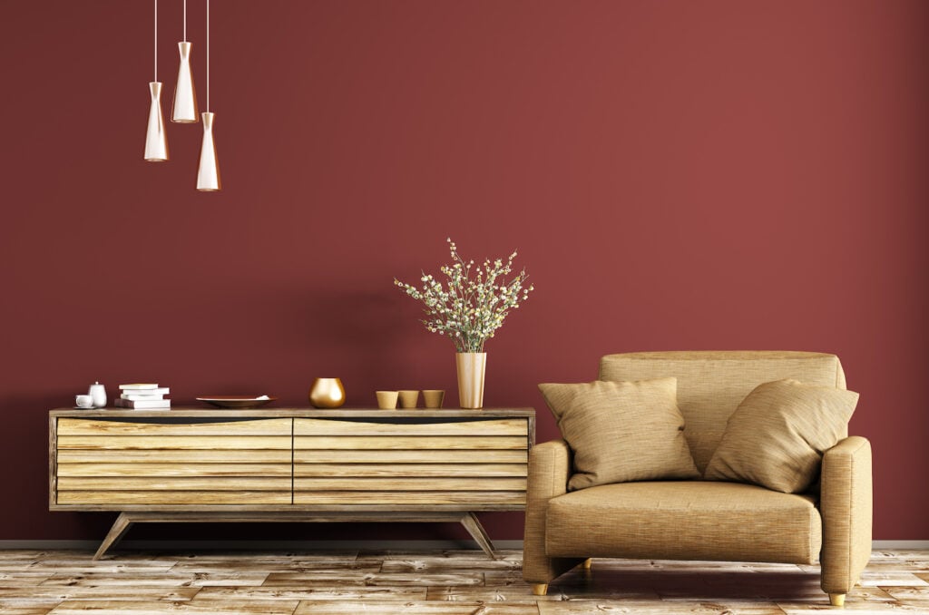 Red and brown interior room design