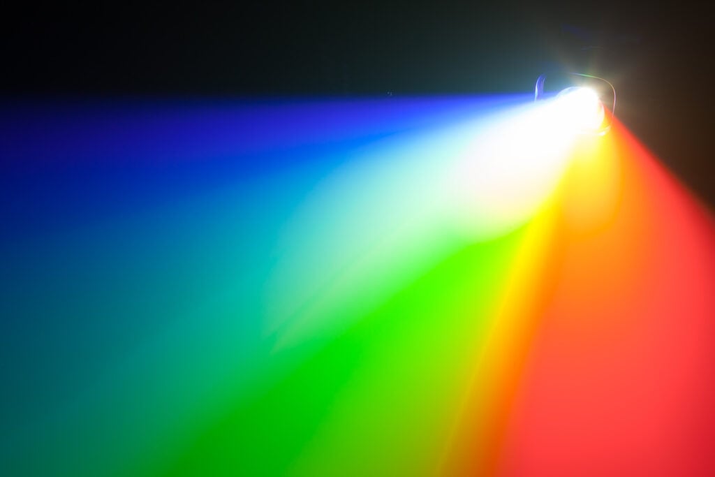 RGB light mixture in rainbow colors