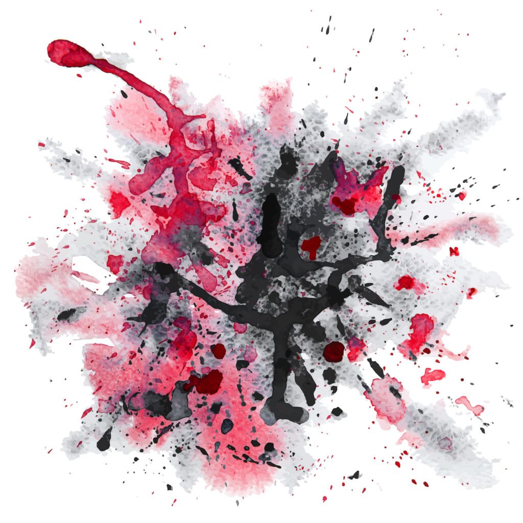 Red and gray watercolor splatter