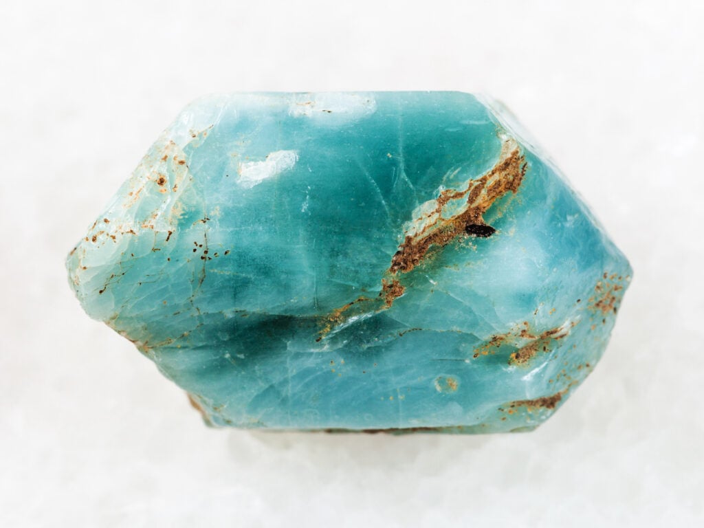 Close up of rough piece of apatite gemstone