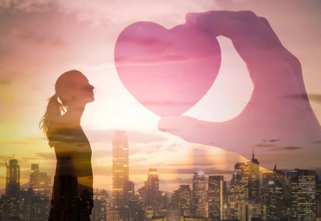 Woman in the city looking for romance
