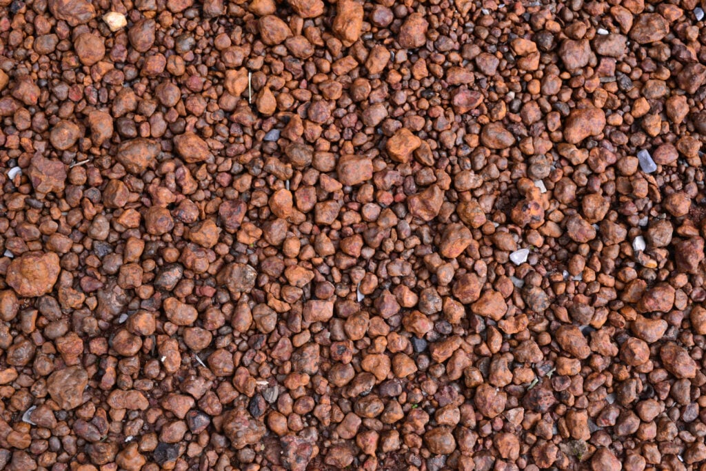 Small orange stones on the ground