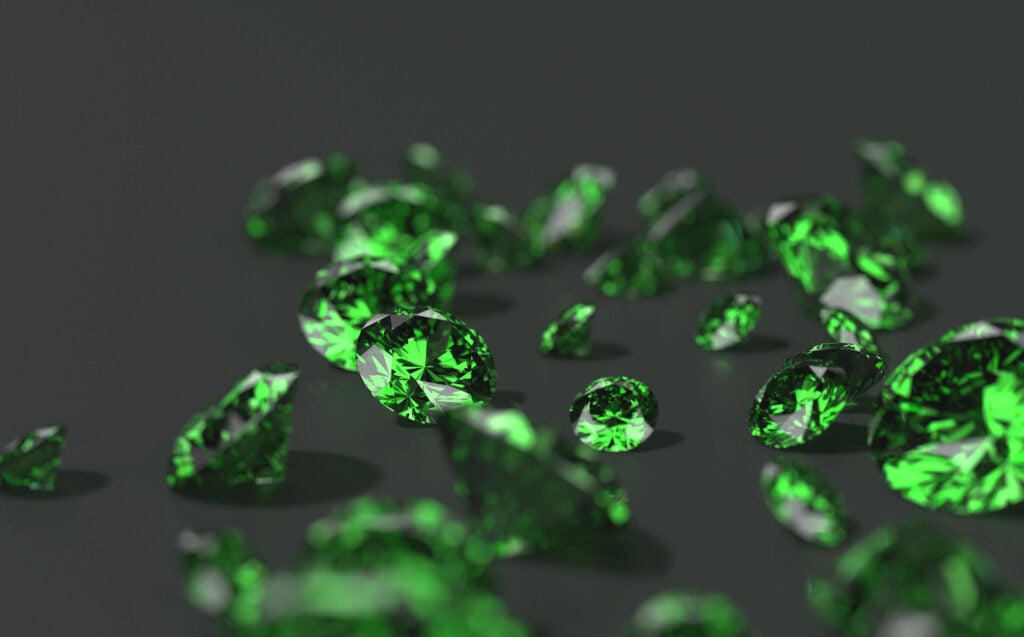 Group of green diamonds