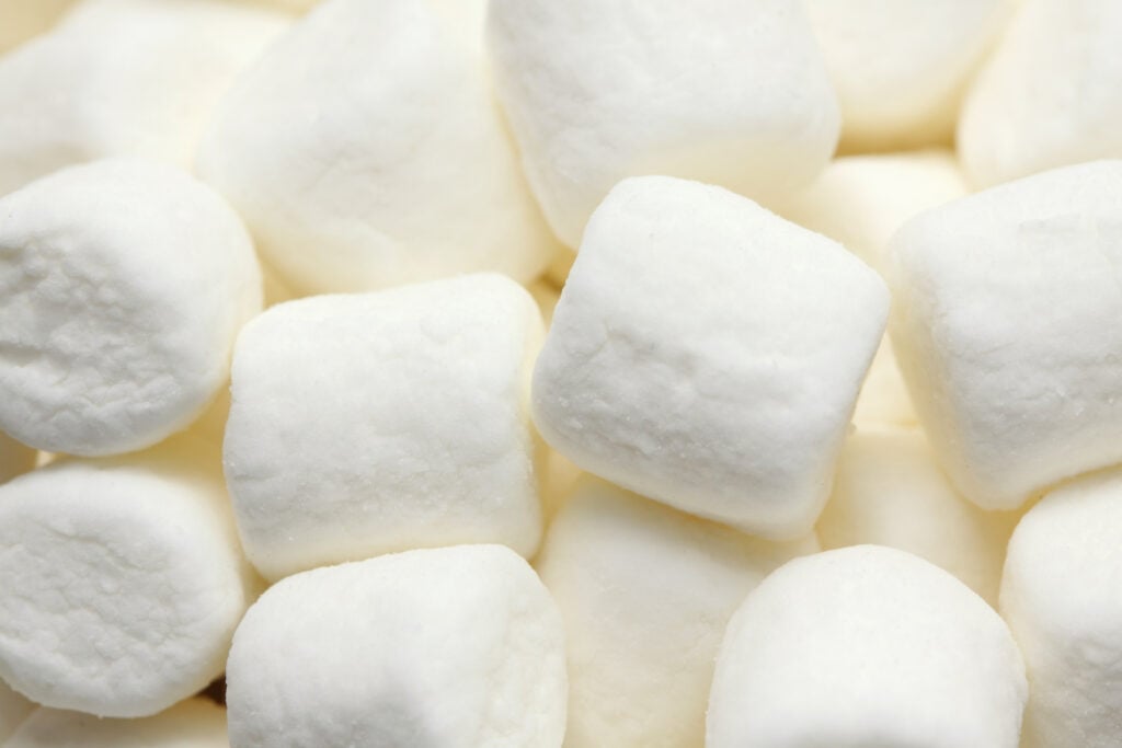 Closeup of white marshmallows