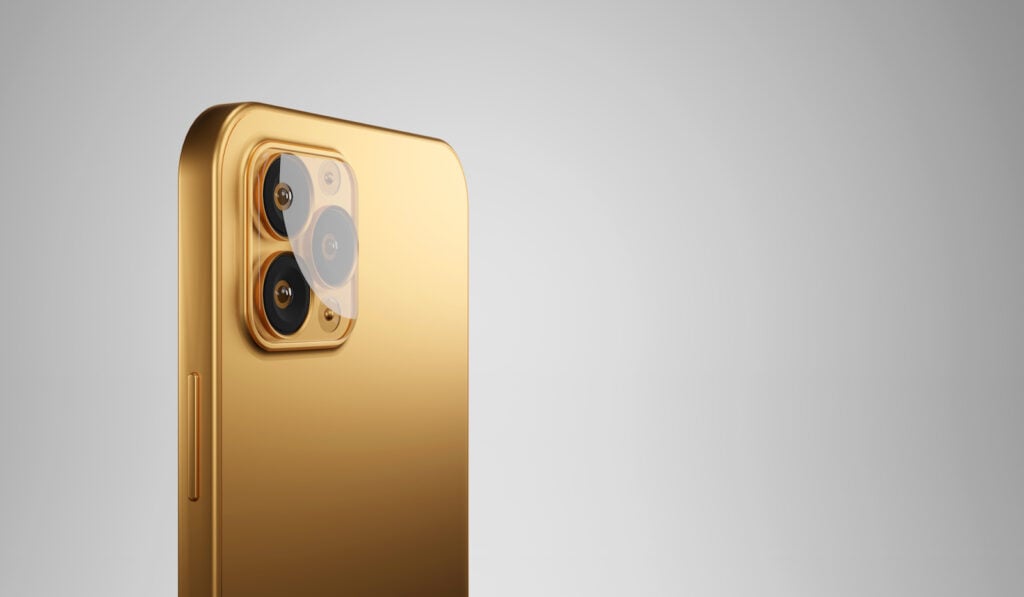 Gold smartphone close up