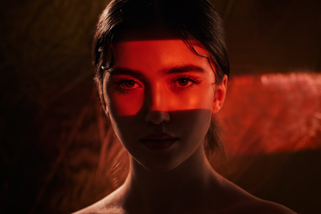 Woman in red lighting