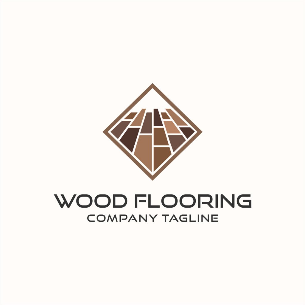 Brown wood flooring logo