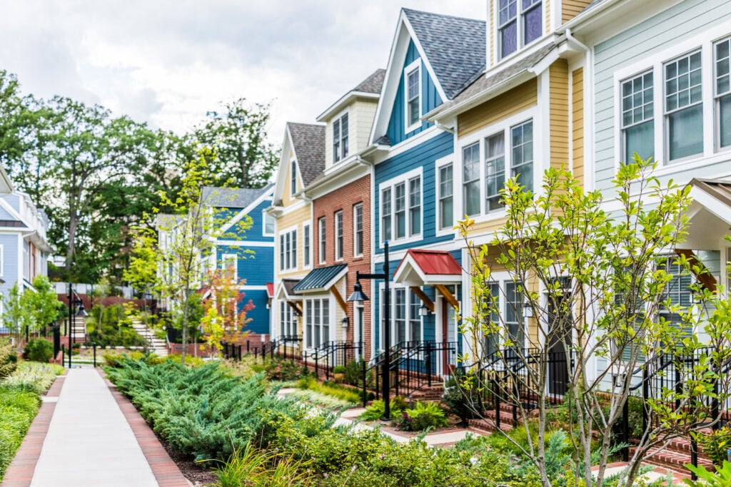 Row of colorful houses next to each other