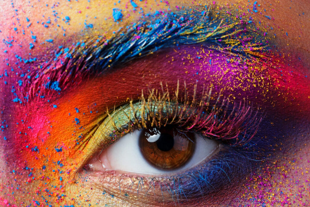 Eye with colorful makeup