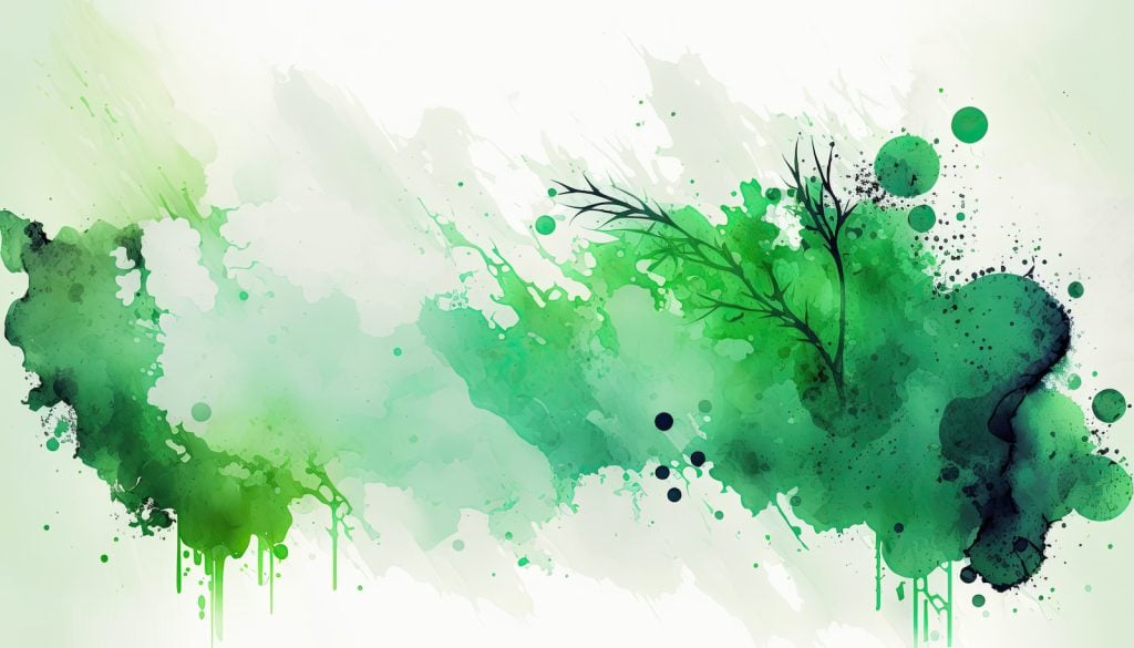 Watercolor palette of various shades of green