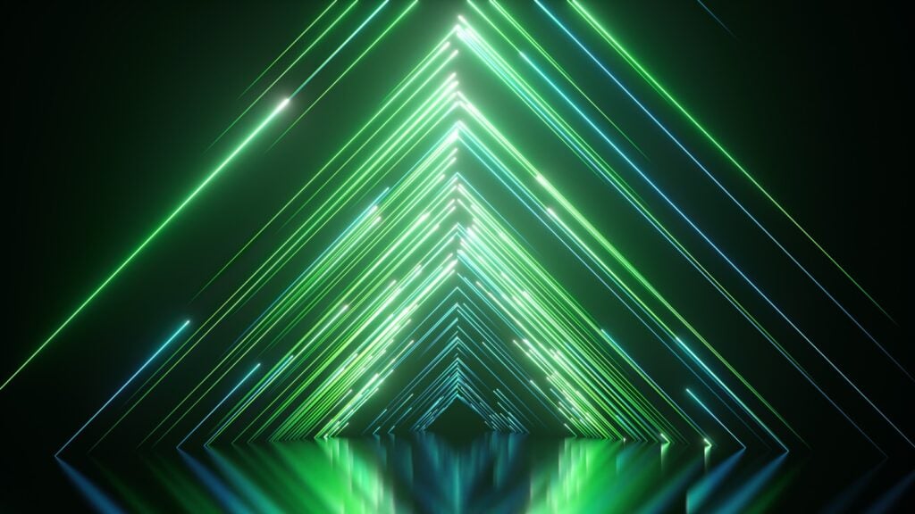 Empty room with green lights