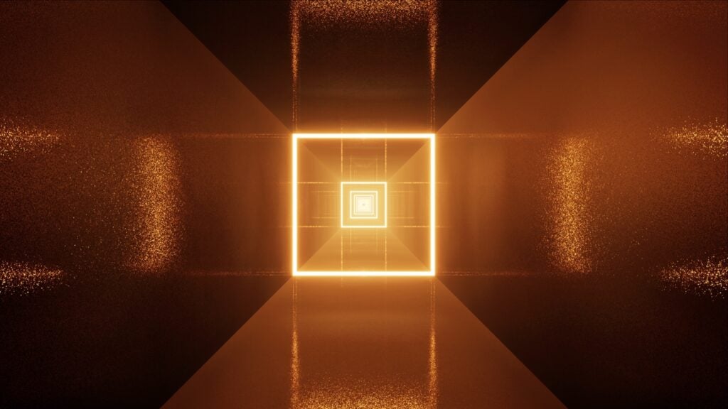 Empty room with orange lights