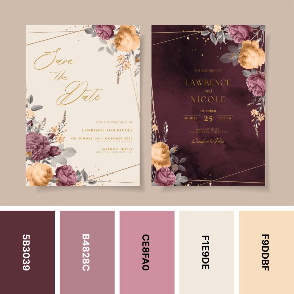 Wedding Color Palette Card with Hex Color Codes, Zazzle