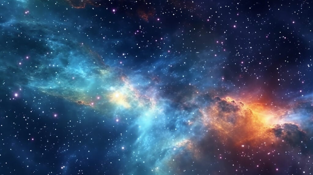 Illustration of nebulas and galaxies in outer space