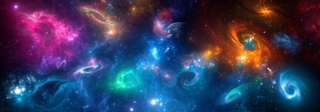 Several different colored galaxies