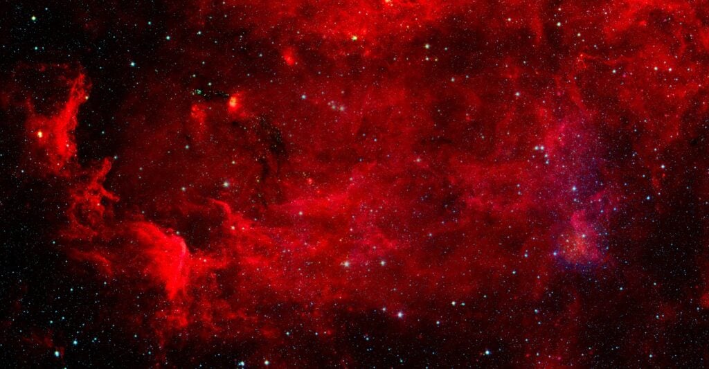 Universe with red nebula