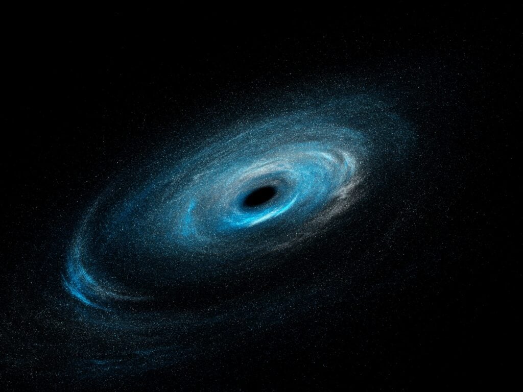Blue galaxy surrounding black hole