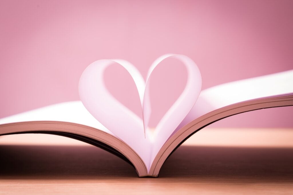 Pink book with heart pages