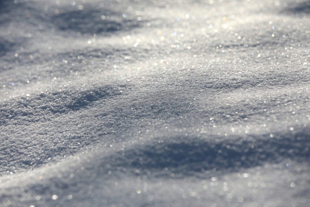 Glittering snow close up