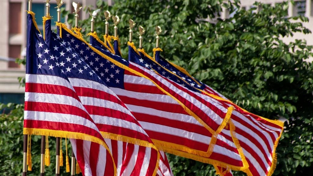 American Flags with Gold Fringe