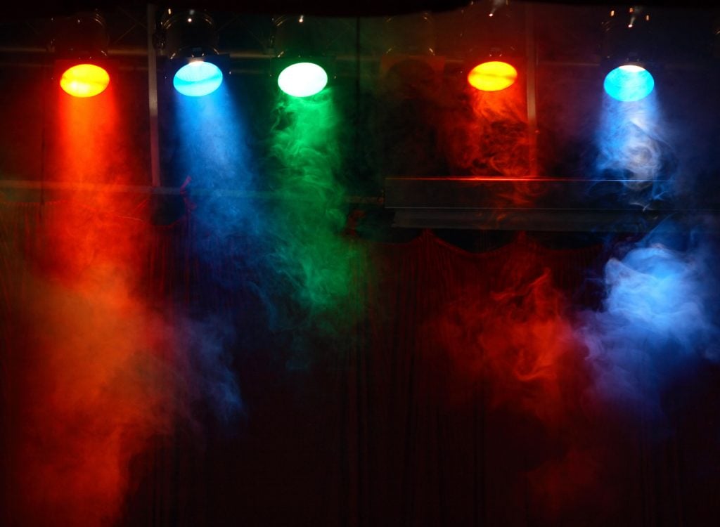 Different colored theater lights
