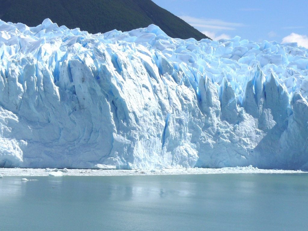 Glaciers can appear either blue or white depending on their density.