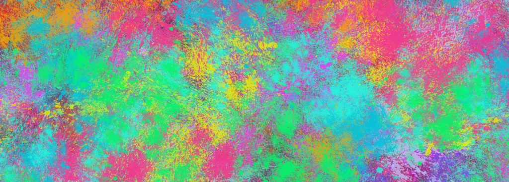 Paint splatters in bright neon colors