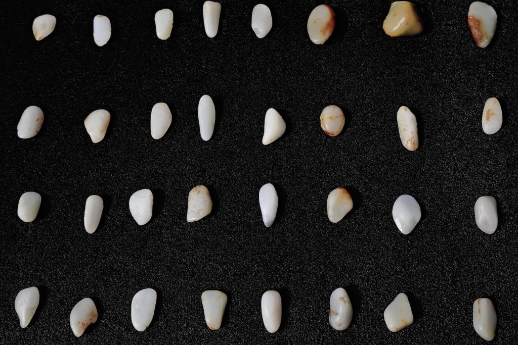 While jade is usually green, many people believe white jade has calming powers.