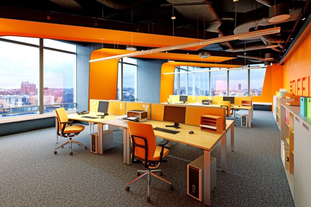 Orange and yellow office interior
