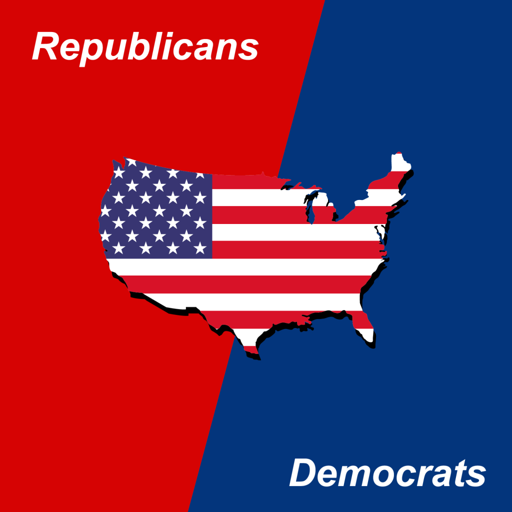 American politics republicans vs democrats red and blue