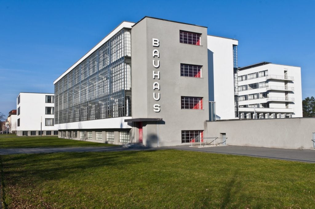 Photo taken outside of Bauhaus building in Dessau, Germany