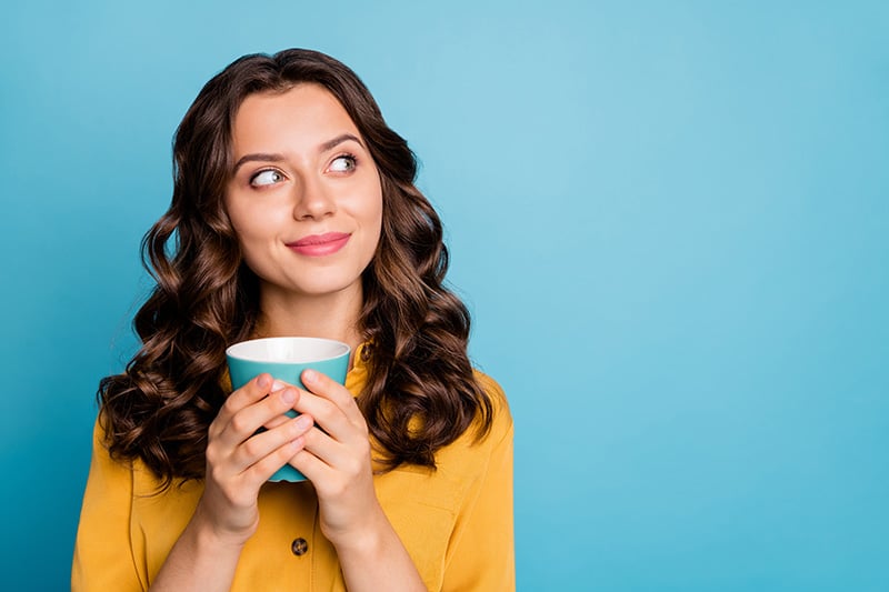 Woman on blue background