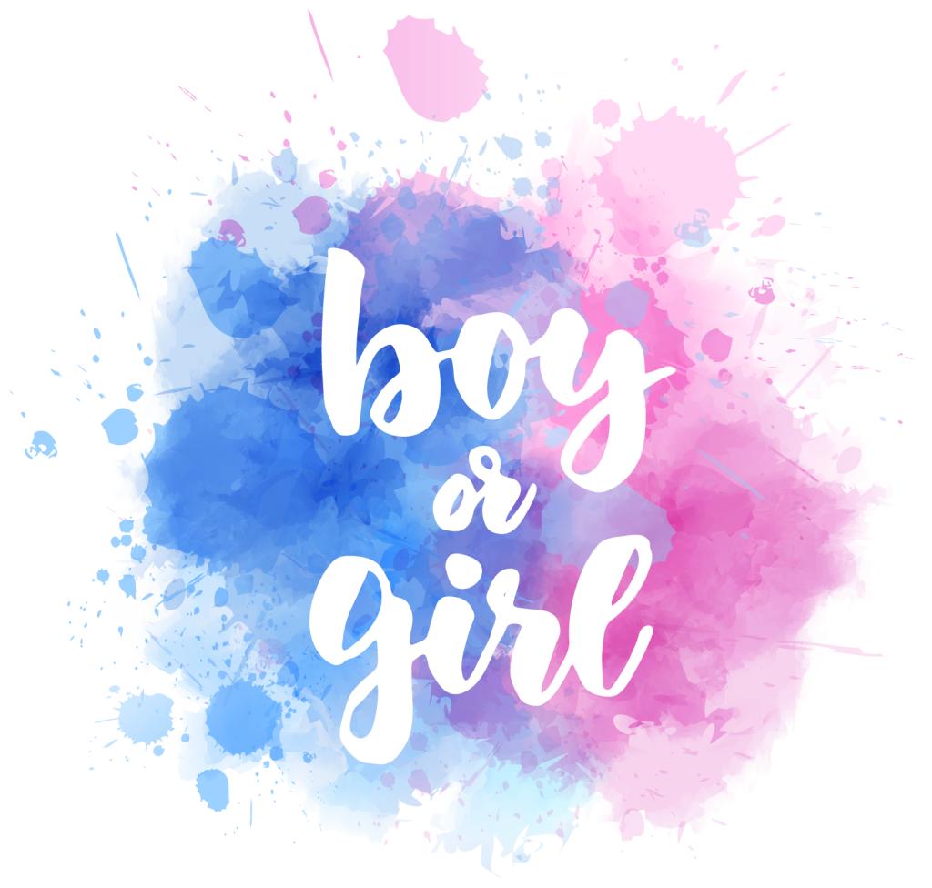 Blue and pink graphic symbolizing boy and girl gender colors