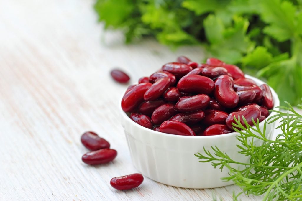Boiled red kidney beans in a bowl