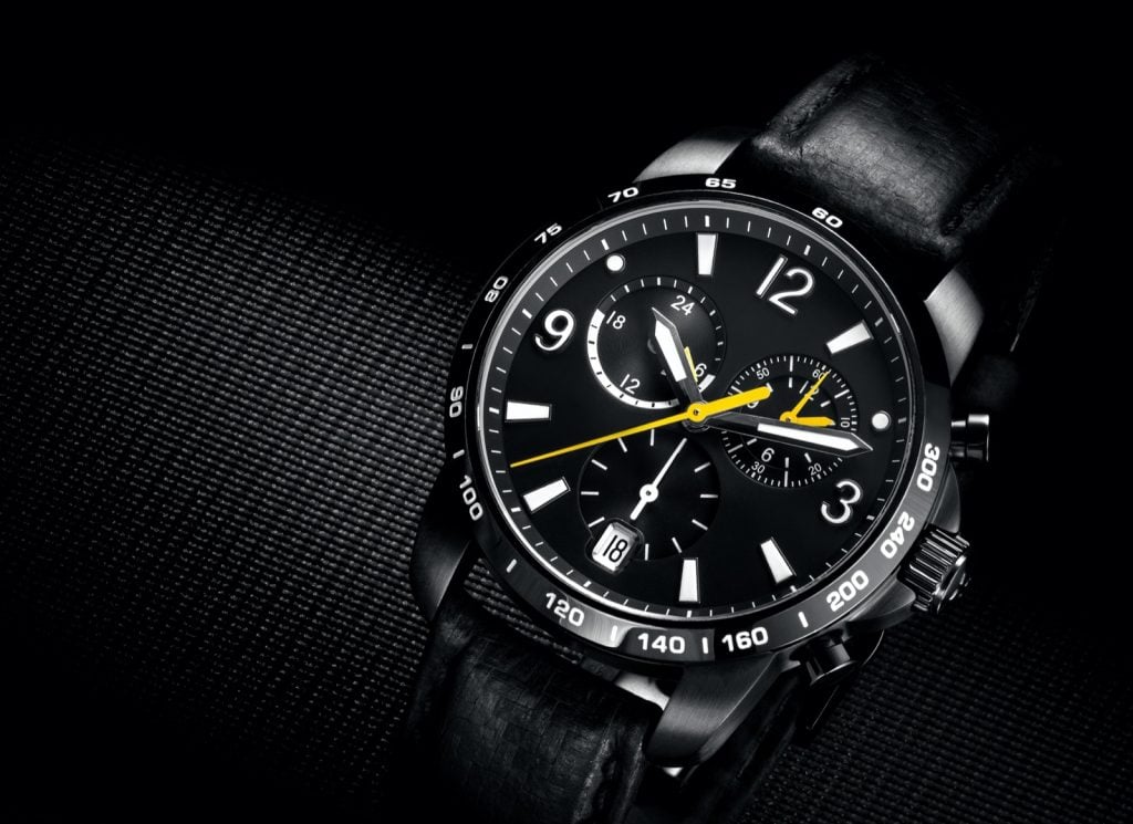 Close-up of black men's wrist watch