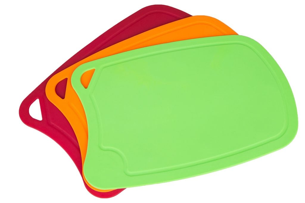 Colored cutting boards made of plastic