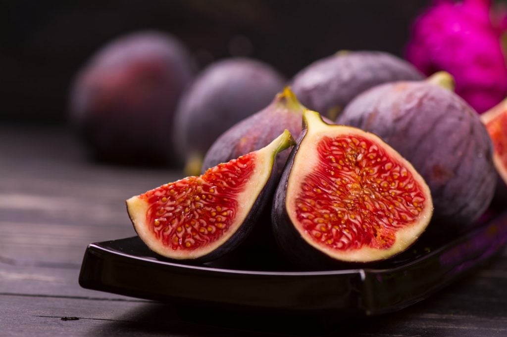Cut ripe figs with red centers