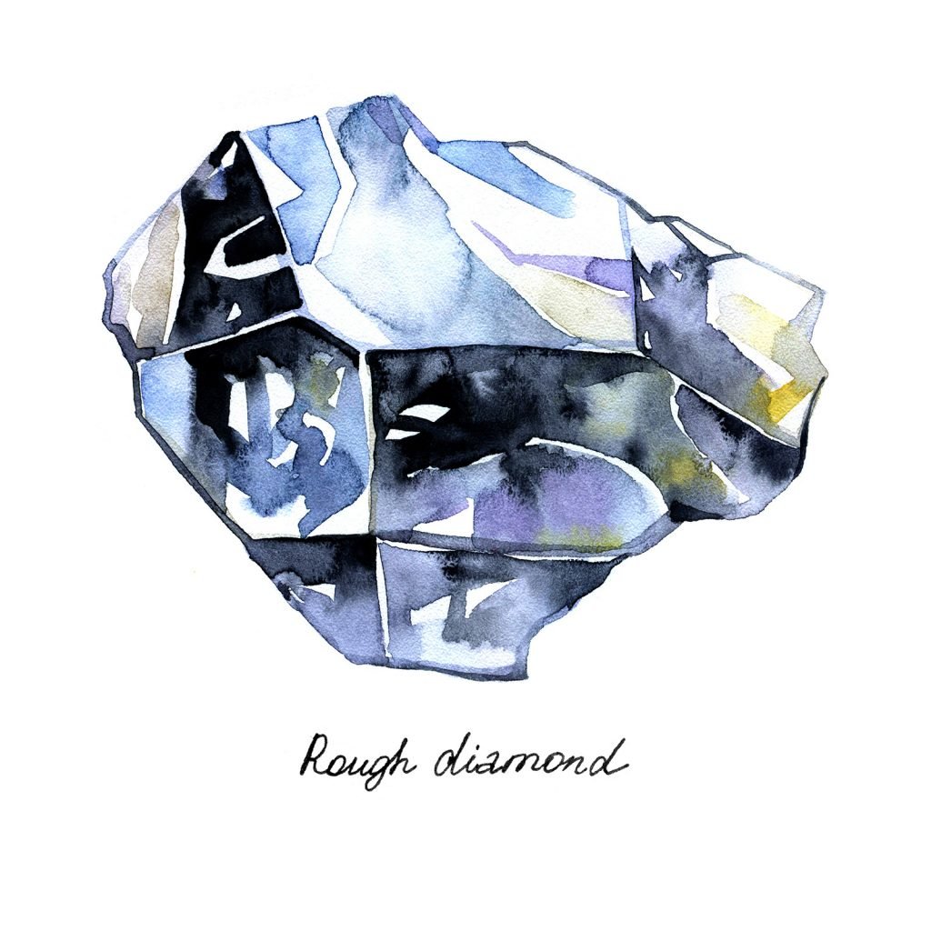 Diamond gem watercolor illustration