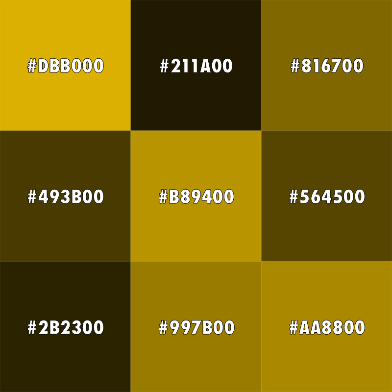 Shades Of Gold Color Chart