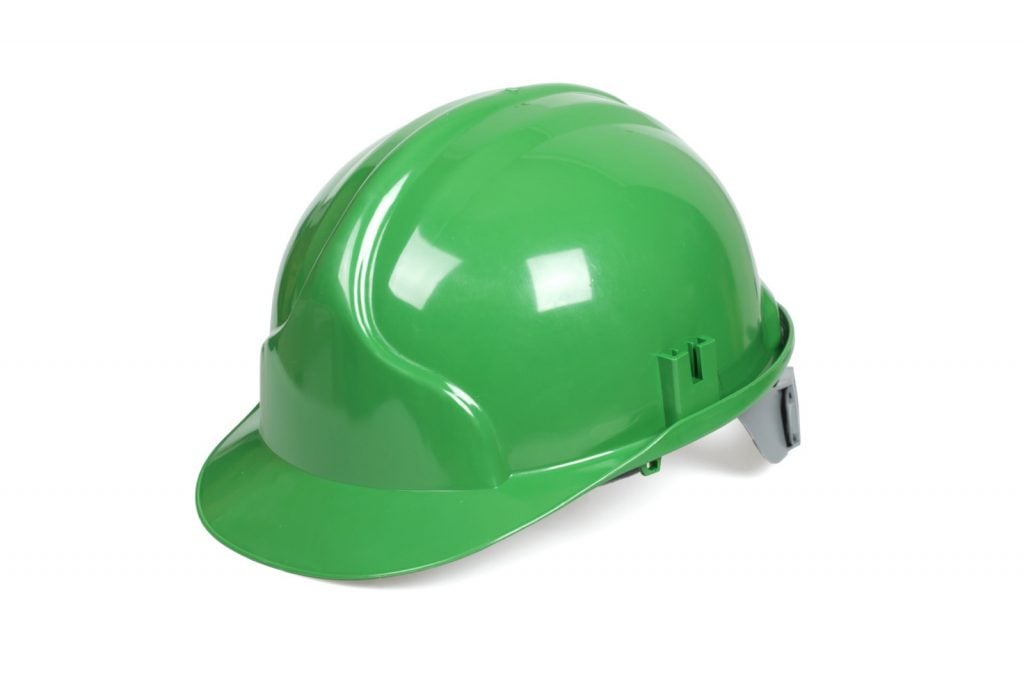 Green hard hat isolated on white background