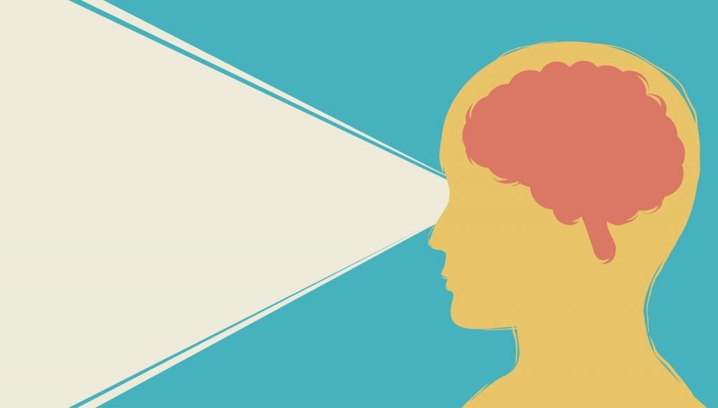 Illustration of visual perception in the human mind from the eyes and brain