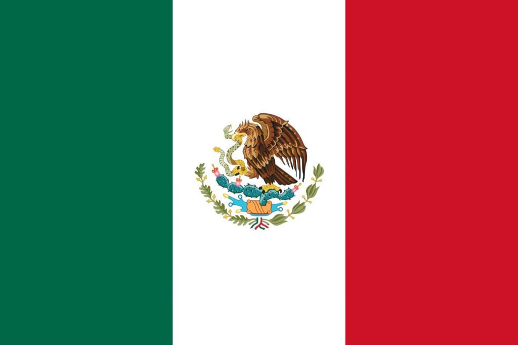 Green white and red flag from Mexico