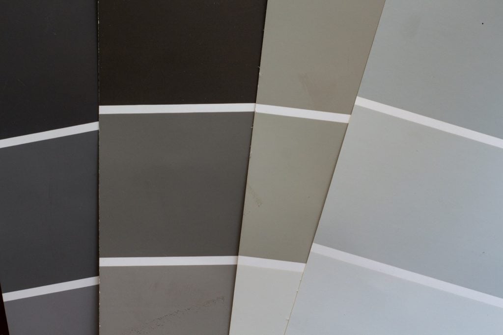 Paint chip samples for redecorating in neutral colors