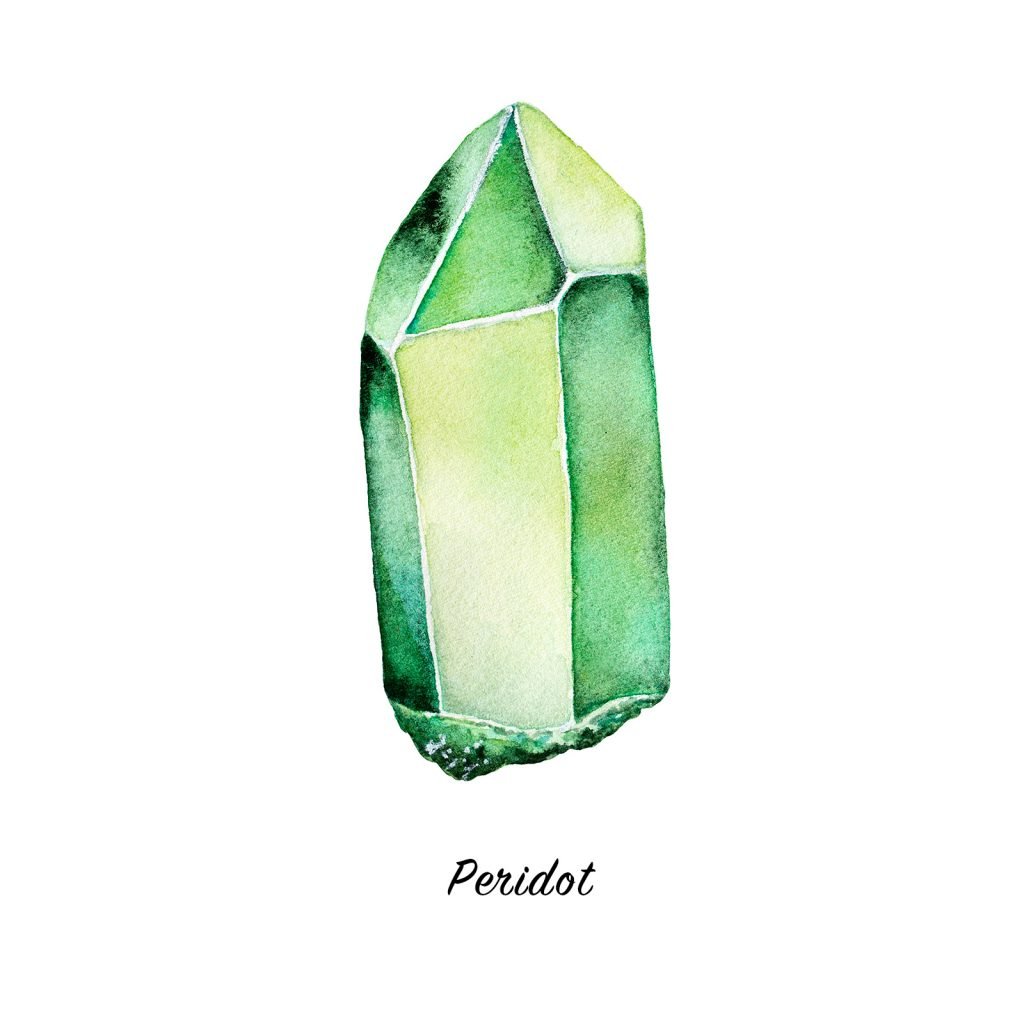 Peridot gem watercolor illustration