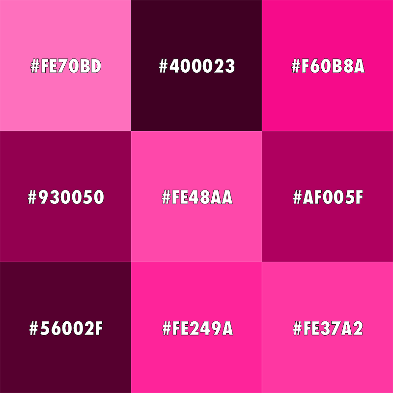 Pink Color Chart