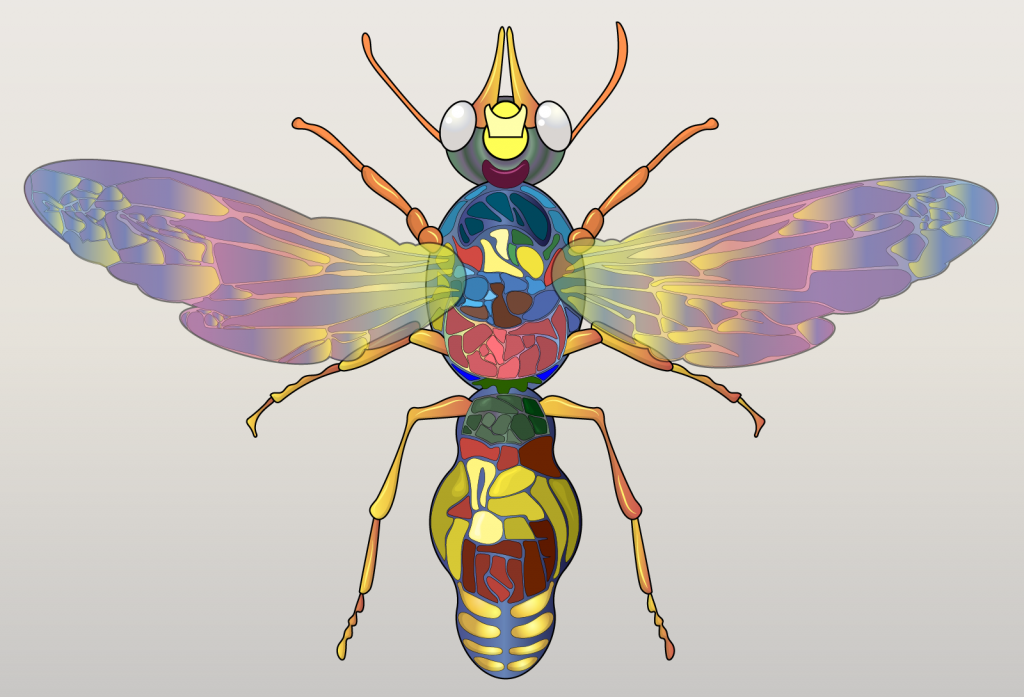 Illustration of rainbow colored fly