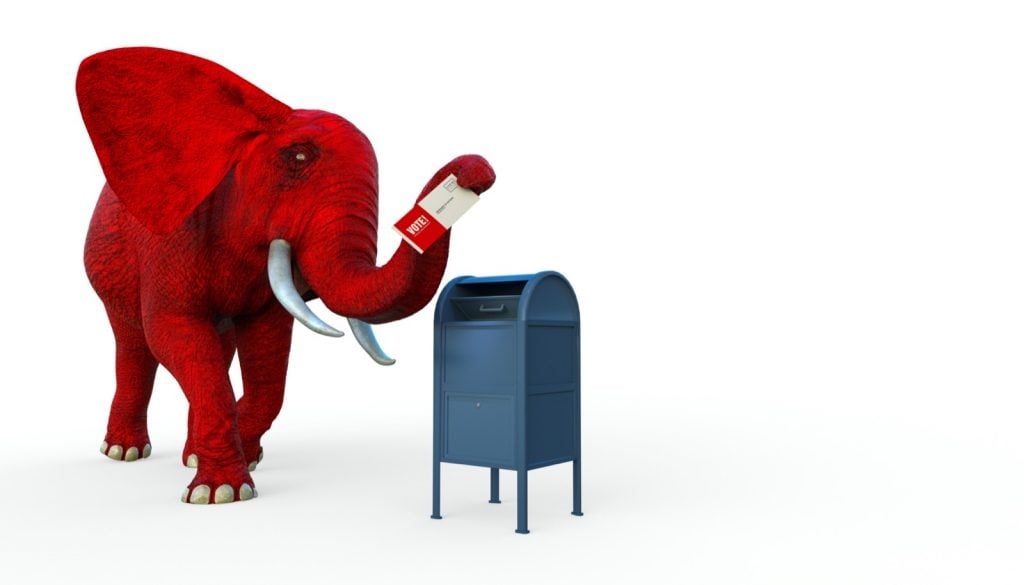 Republican red elephant mailing election ballot