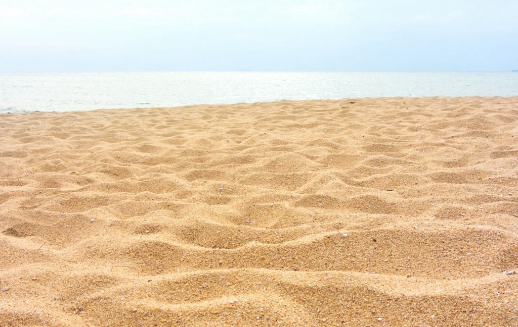 Sand beach with the ocean in the background