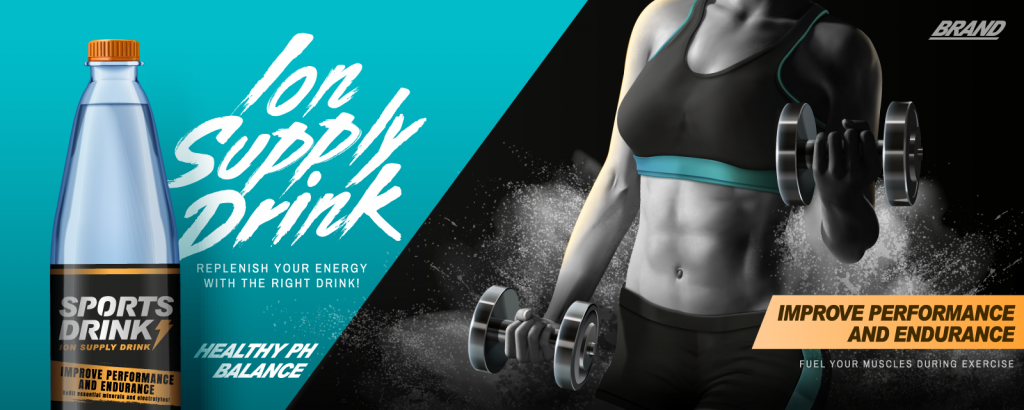 Sports drink advertisement illustrating proportion in design