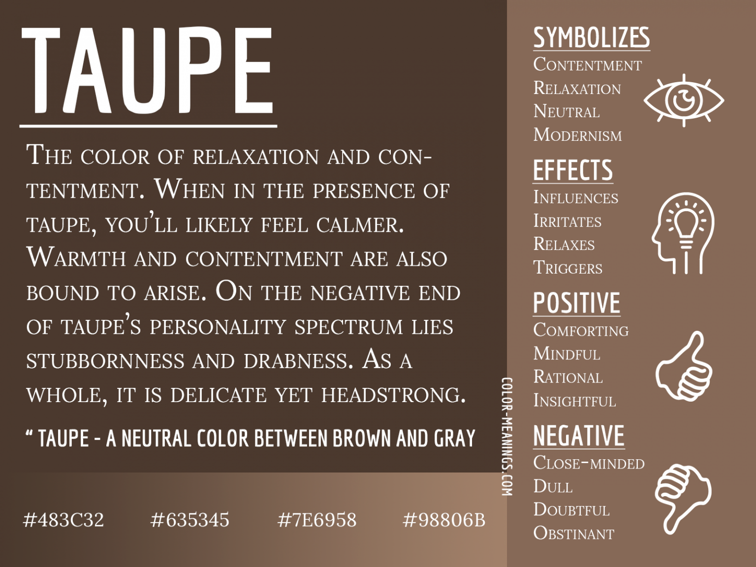 Taupe Color Meaning: Symbolism of Relaxation, Contentment, Modernism ...